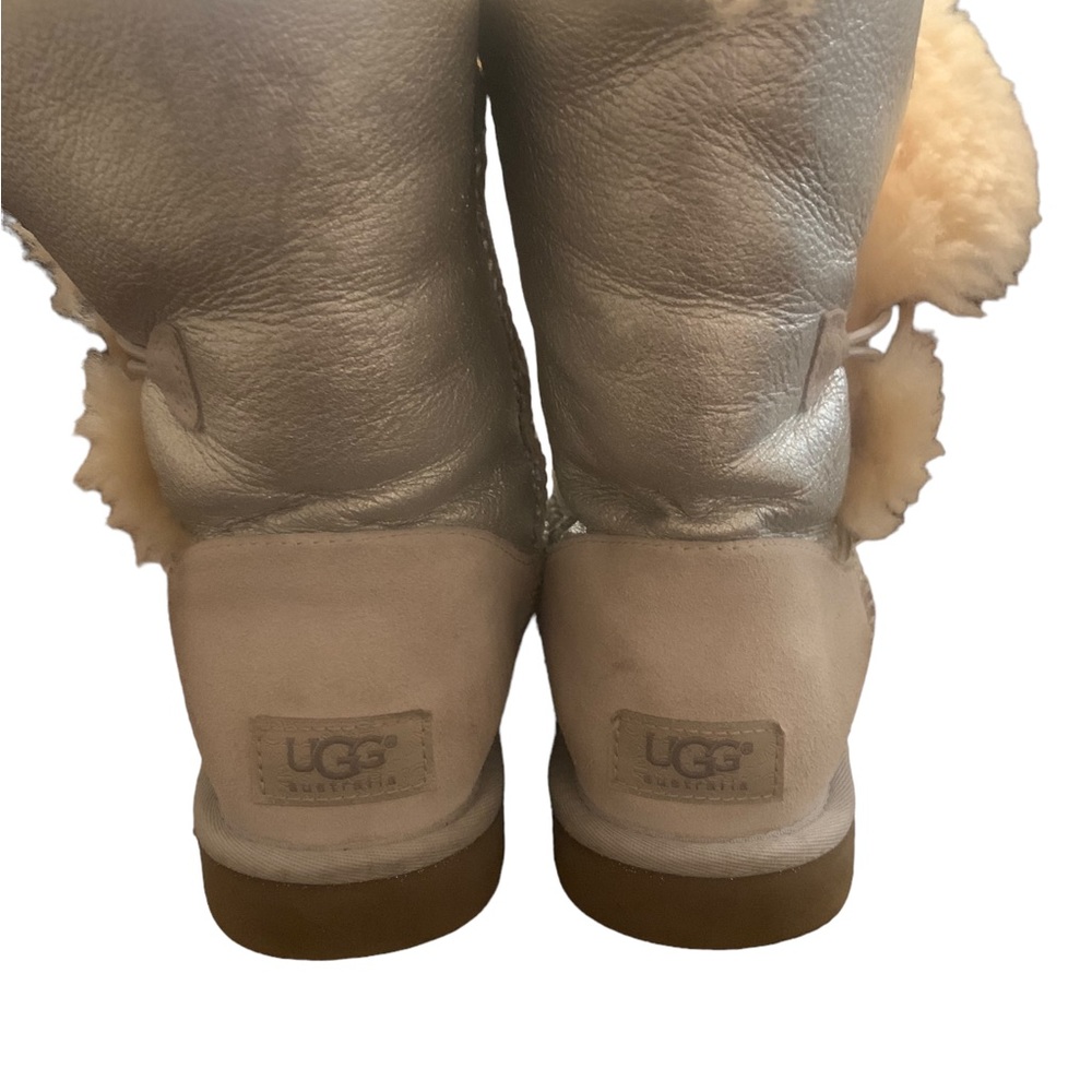 Ugg Mini Silver Metallic Glitter Button Boot Size… - image 8
